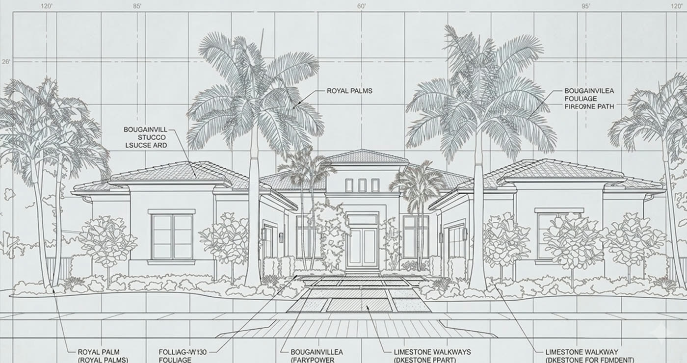 Fully rendered landscape blueprint
